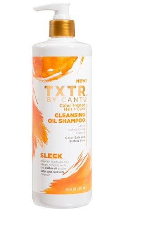 TXTR by Cantu Sleek Color Treated Hair + Curls Cleansing oil Shampoo 16oz